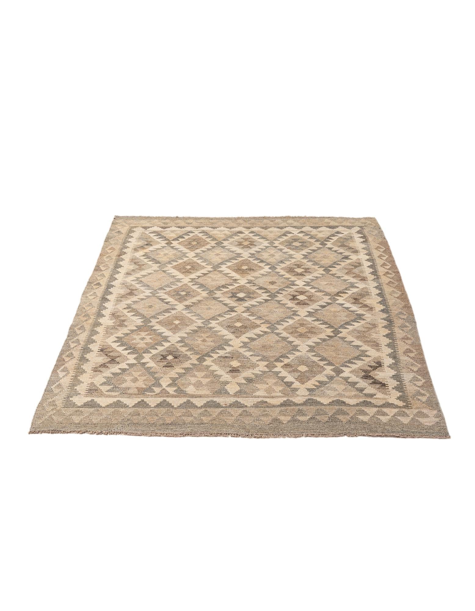 5' x 6' 7 Hand Woven Kilim Maymana Wool Rug