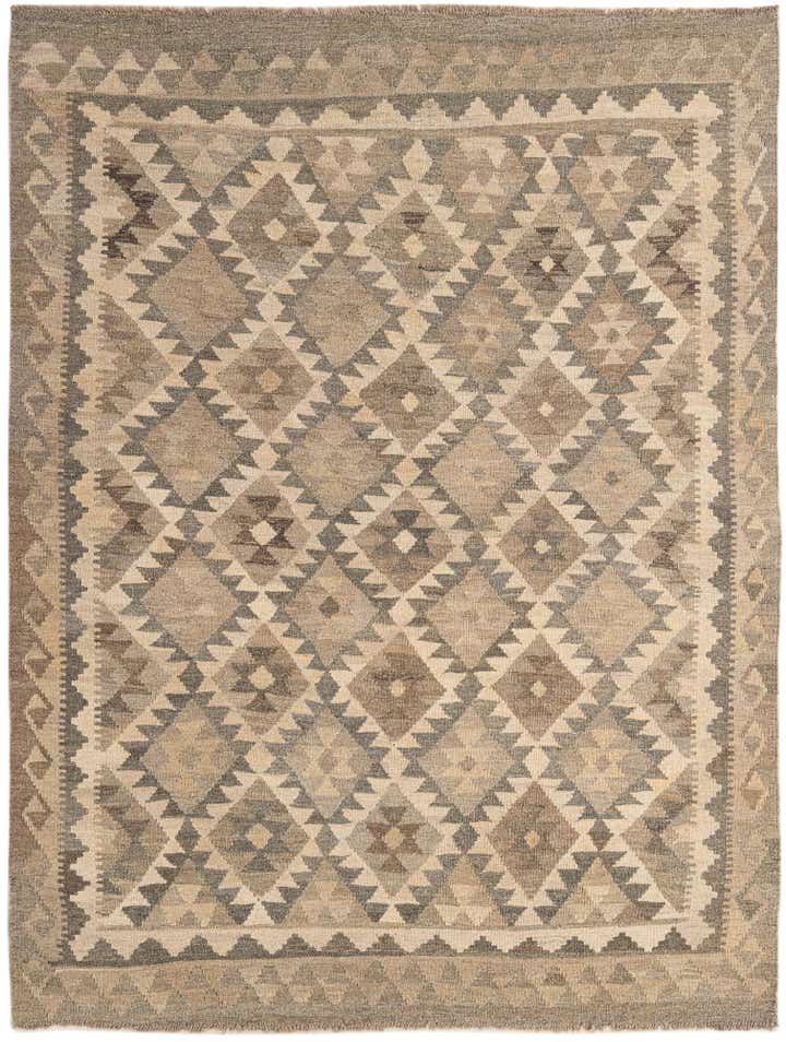 5' x 6' 7 Hand Woven Kilim Maymana Wool Rug