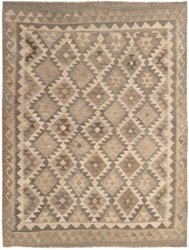Detail image of 5' x 6' 7 Hand Woven Kilim Maymana Wool Rug