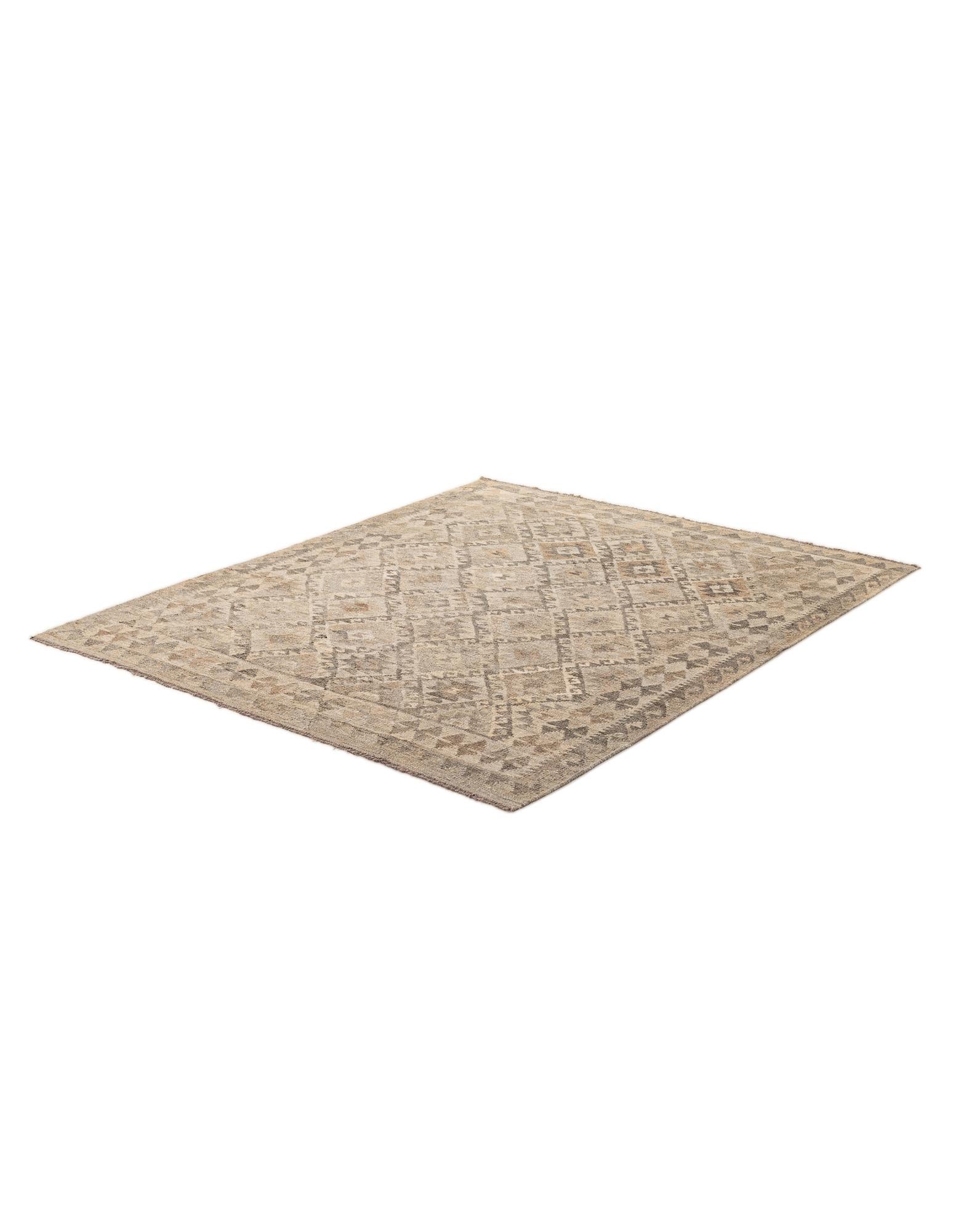 5' 2 x 6' 3 Hand Woven Kilim Maymana Wool Rug