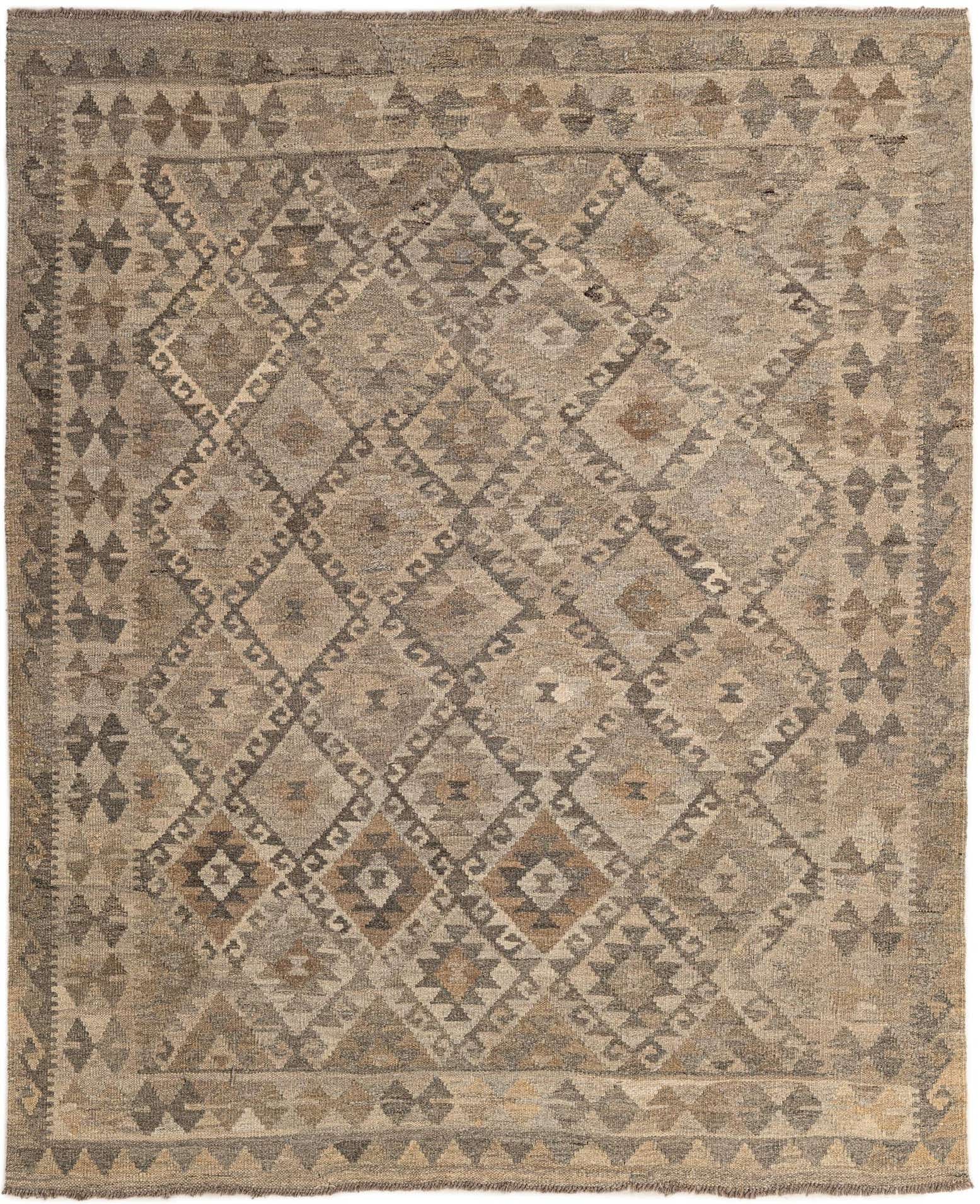 5' 2 x 6' 3 Hand Woven Kilim Maymana Wool Rug