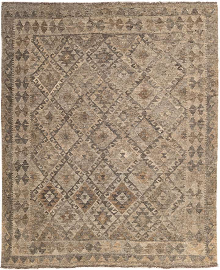 5' 2 x 6' 3 Hand Woven Kilim Maymana Wool Rug