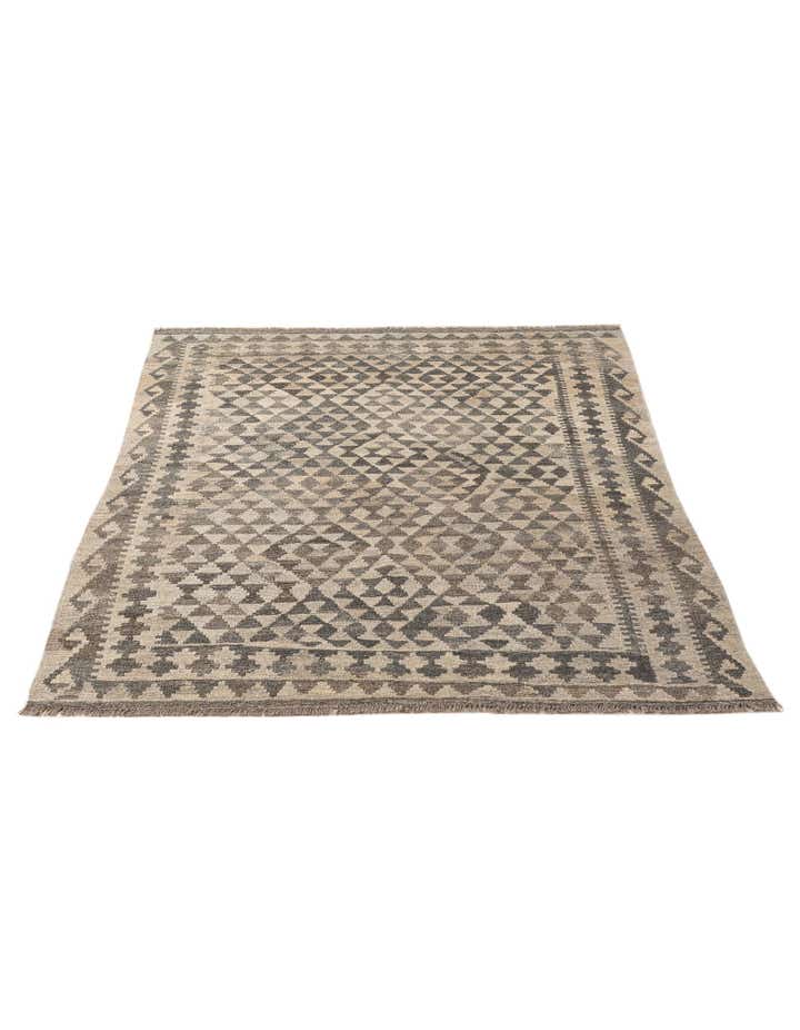 4' 11 x 6' 3 Hand Woven Kilim Maymana Wool Rug