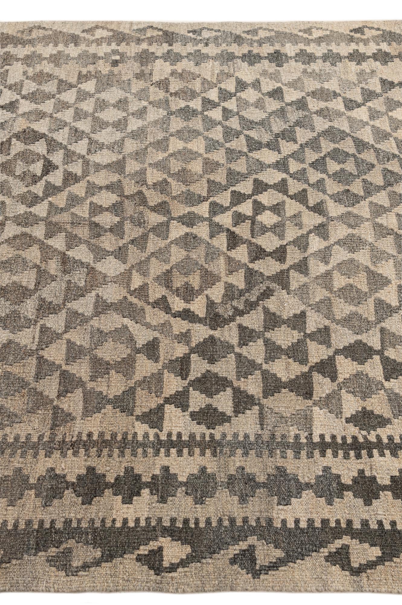 4' 11 x 6' 3 Hand Woven Kilim Maymana Wool Rug
