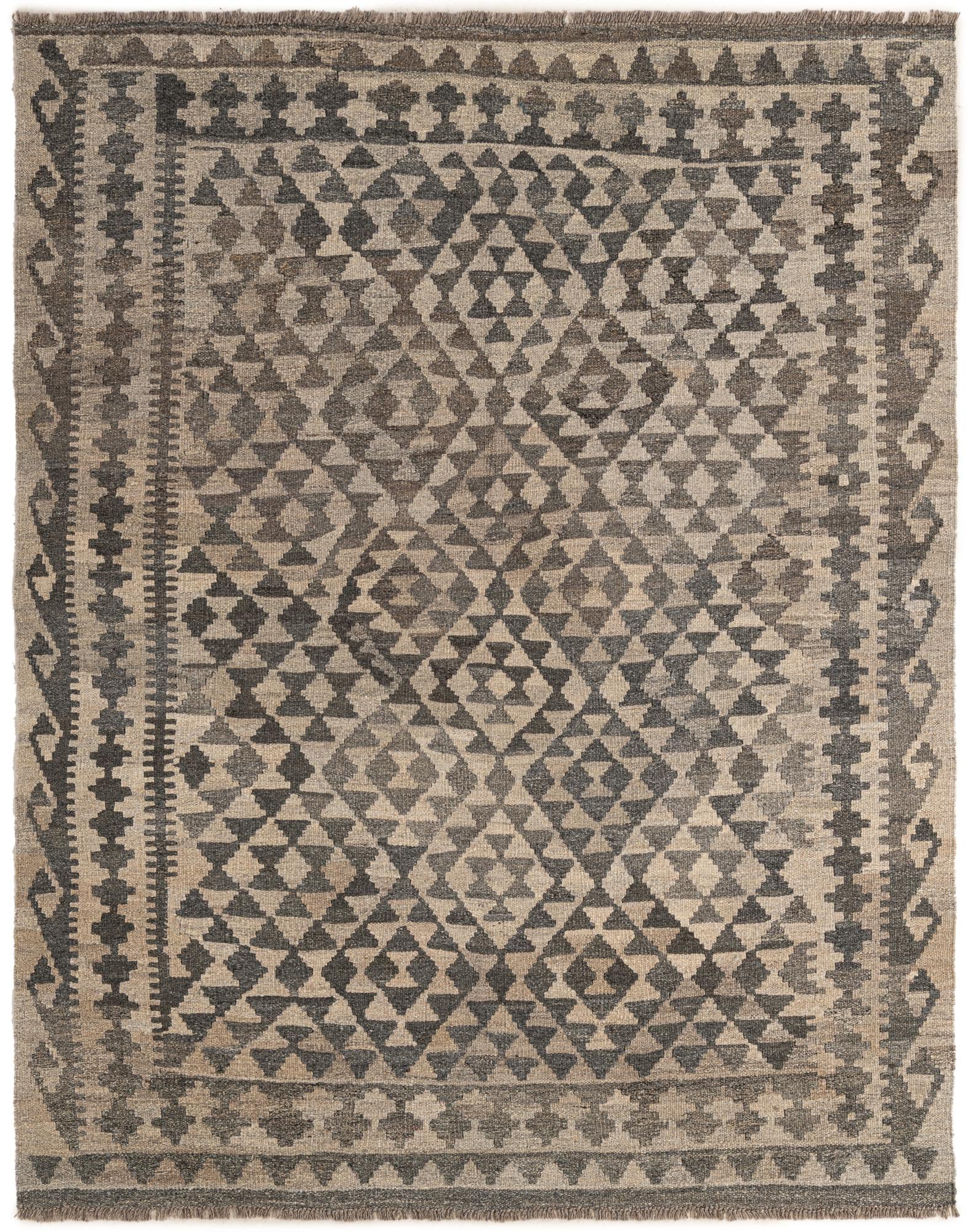 4' 11 x 6' 3 Hand Woven Kilim Maymana Wool Rug