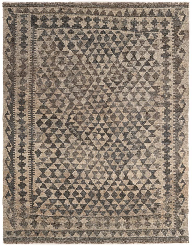 Detail image of 4' 11 x 6' 3 Hand Woven Kilim Maymana Wool Rug