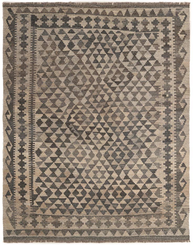 Detail image of 4' 11 x 6' 3 Hand Woven Kilim Maymana Wool Rug
