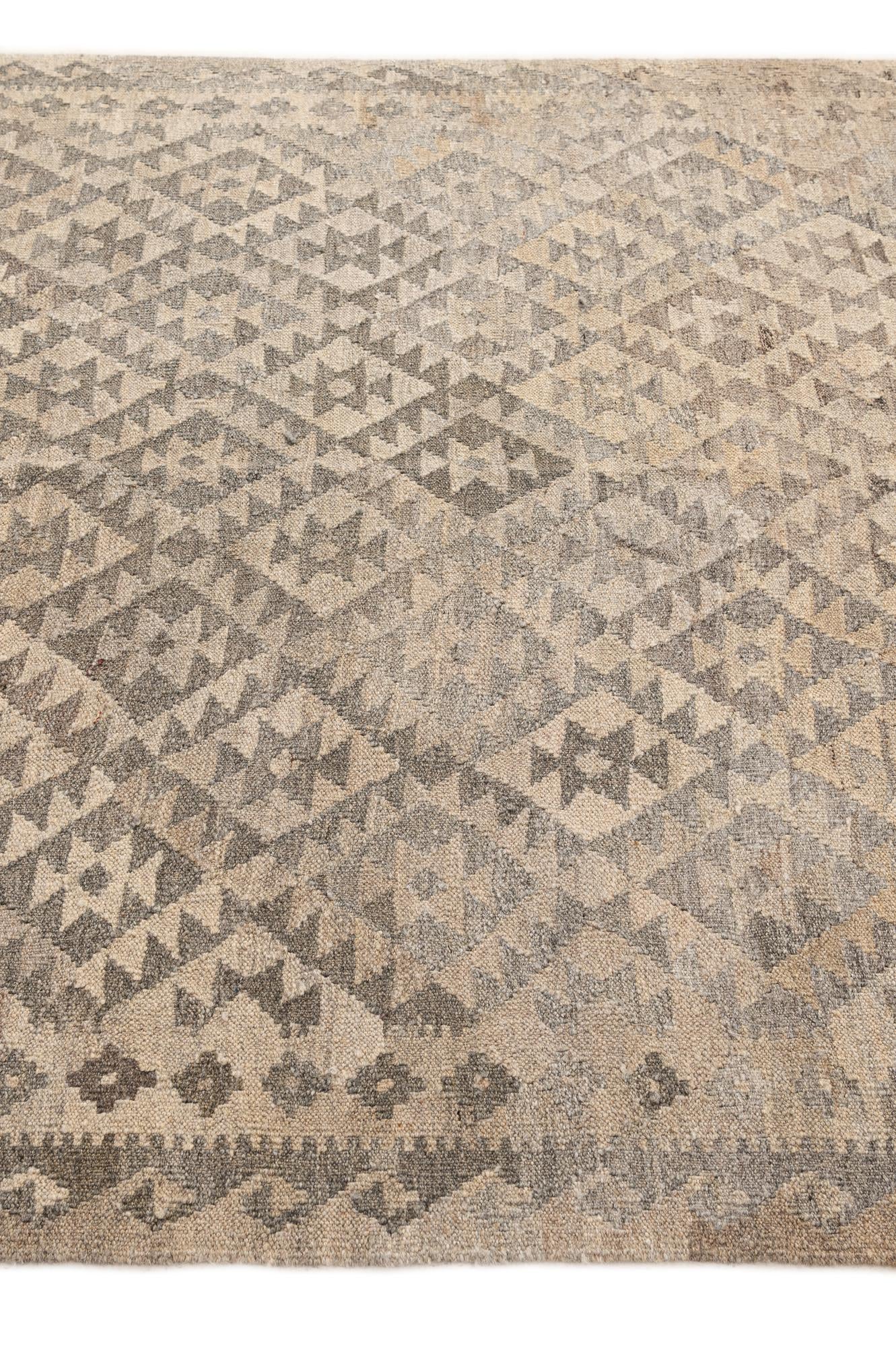 4' 11 x 6' 3 Hand Woven Kilim Maymana Wool Rug