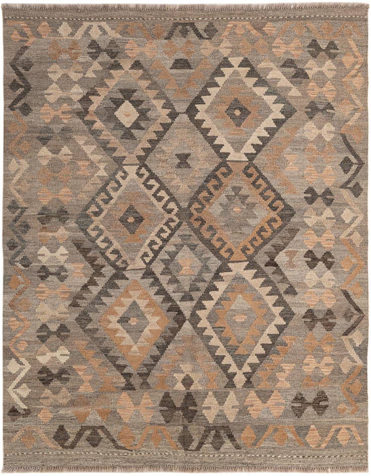 Detail image of 4' 10 x 6' 4 Hand Woven Kilim Maymana Wool Rug