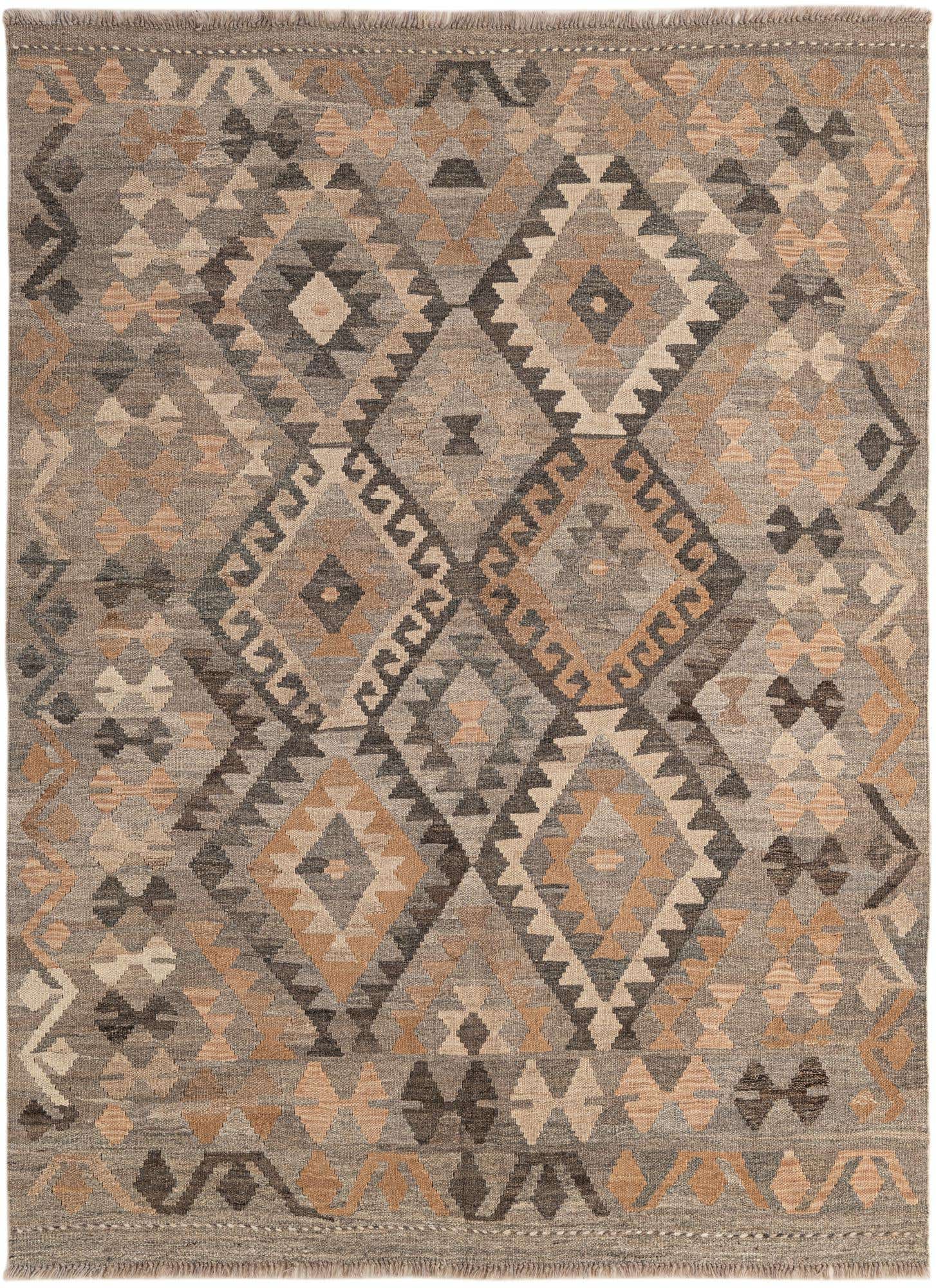 4' 10 x 6' 4 Hand Woven Kilim Maymana Wool Rug