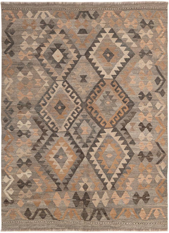 Detail image of 4' 10 x 6' 4 Hand Woven Kilim Maymana Wool Rug