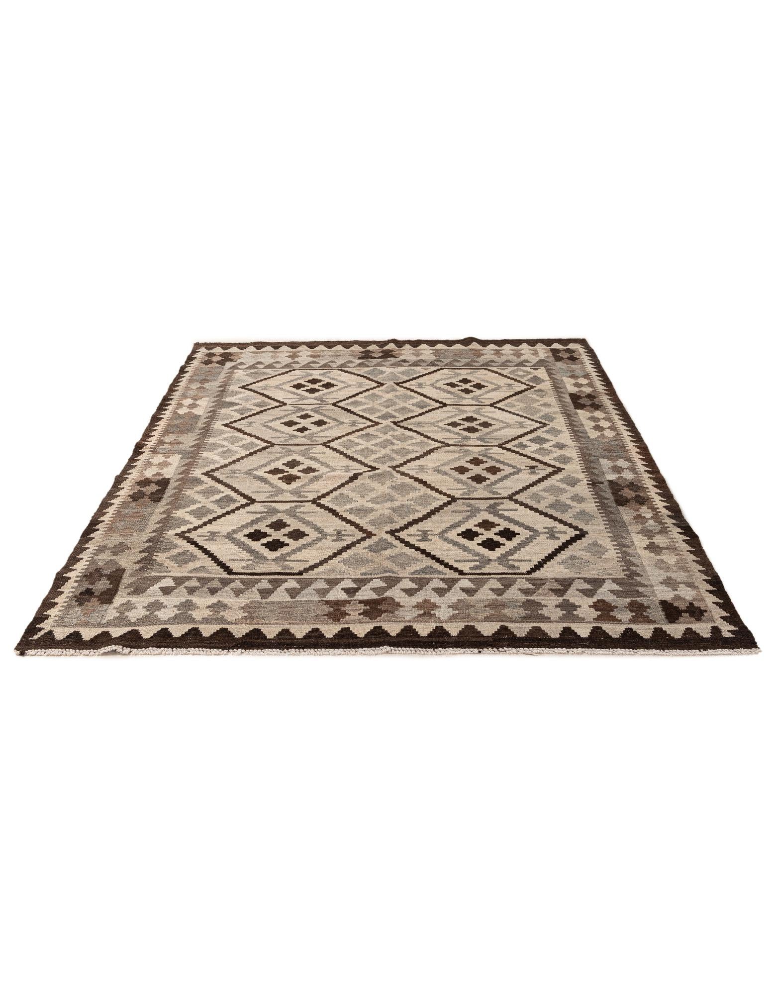 4' 11 x 6' 3 Hand Woven Kilim Maymana Wool Rug
