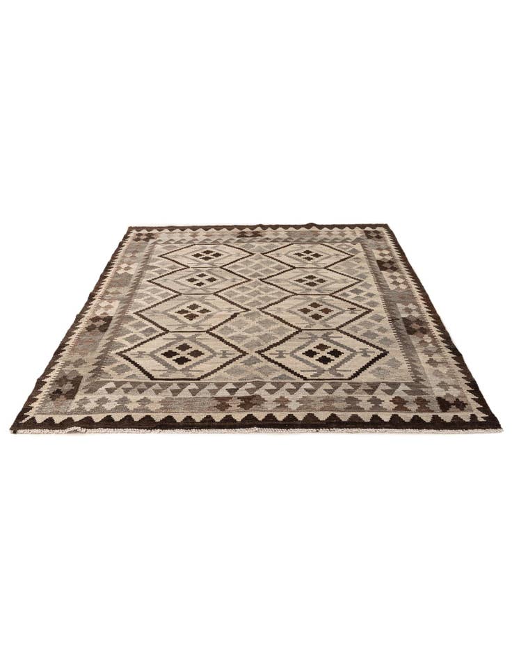 Detail image of 4' 11 x 6' 3 Hand Woven Kilim Maymana Wool Rug