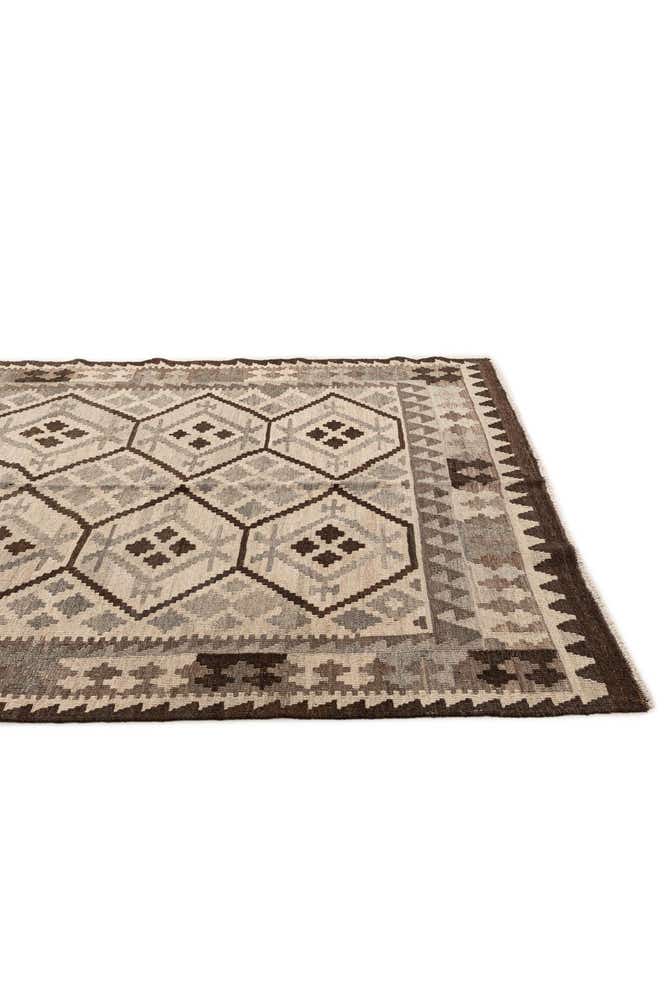 4' 11 x 6' 3 Hand Woven Kilim Maymana Wool Rug