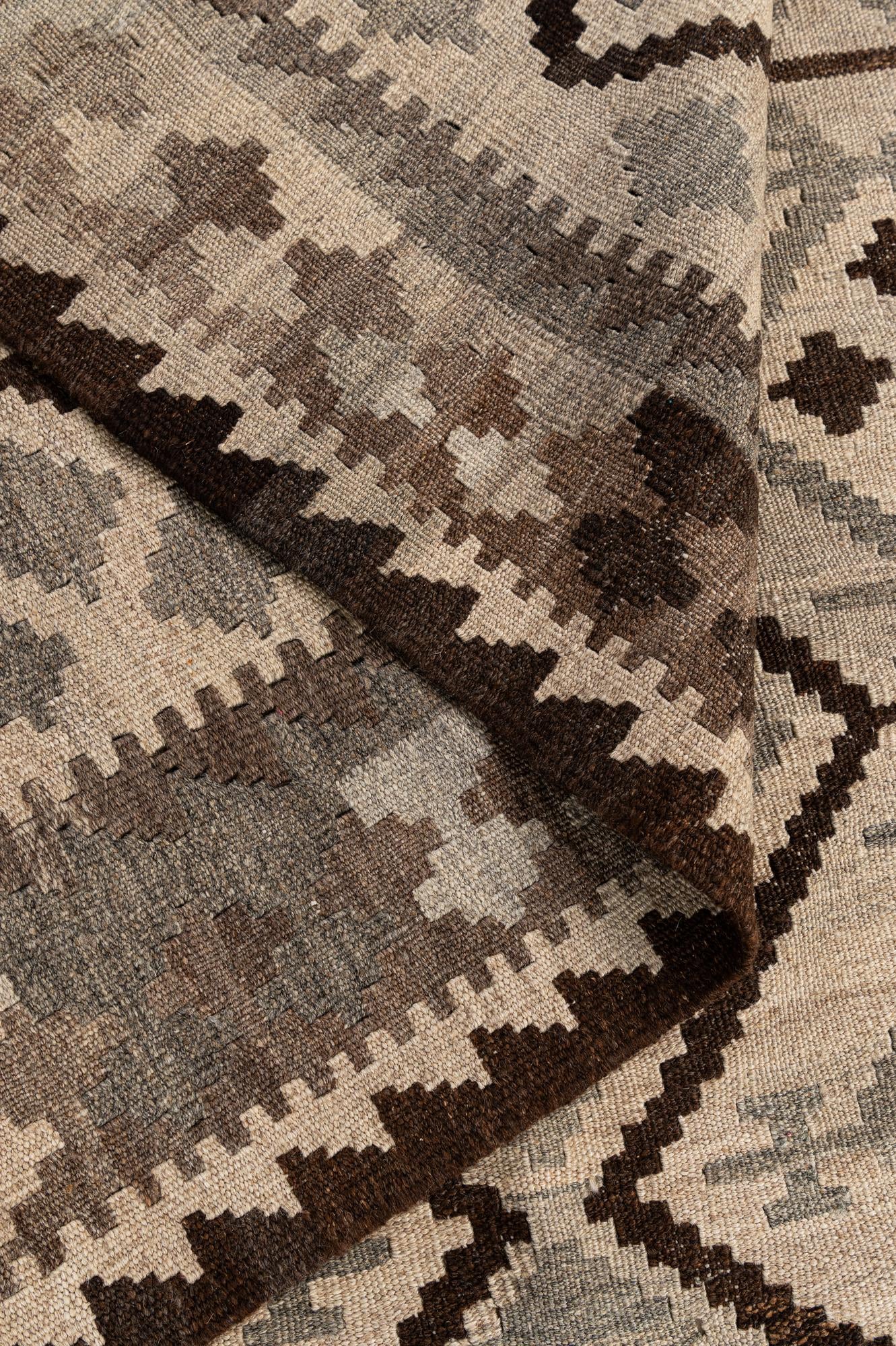 4' 11 x 6' 3 Hand Woven Kilim Maymana Wool Rug