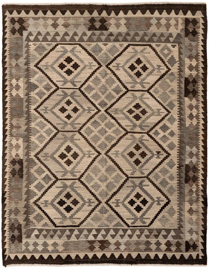 Detail image of 4' 11 x 6' 3 Hand Woven Kilim Maymana Wool Rug