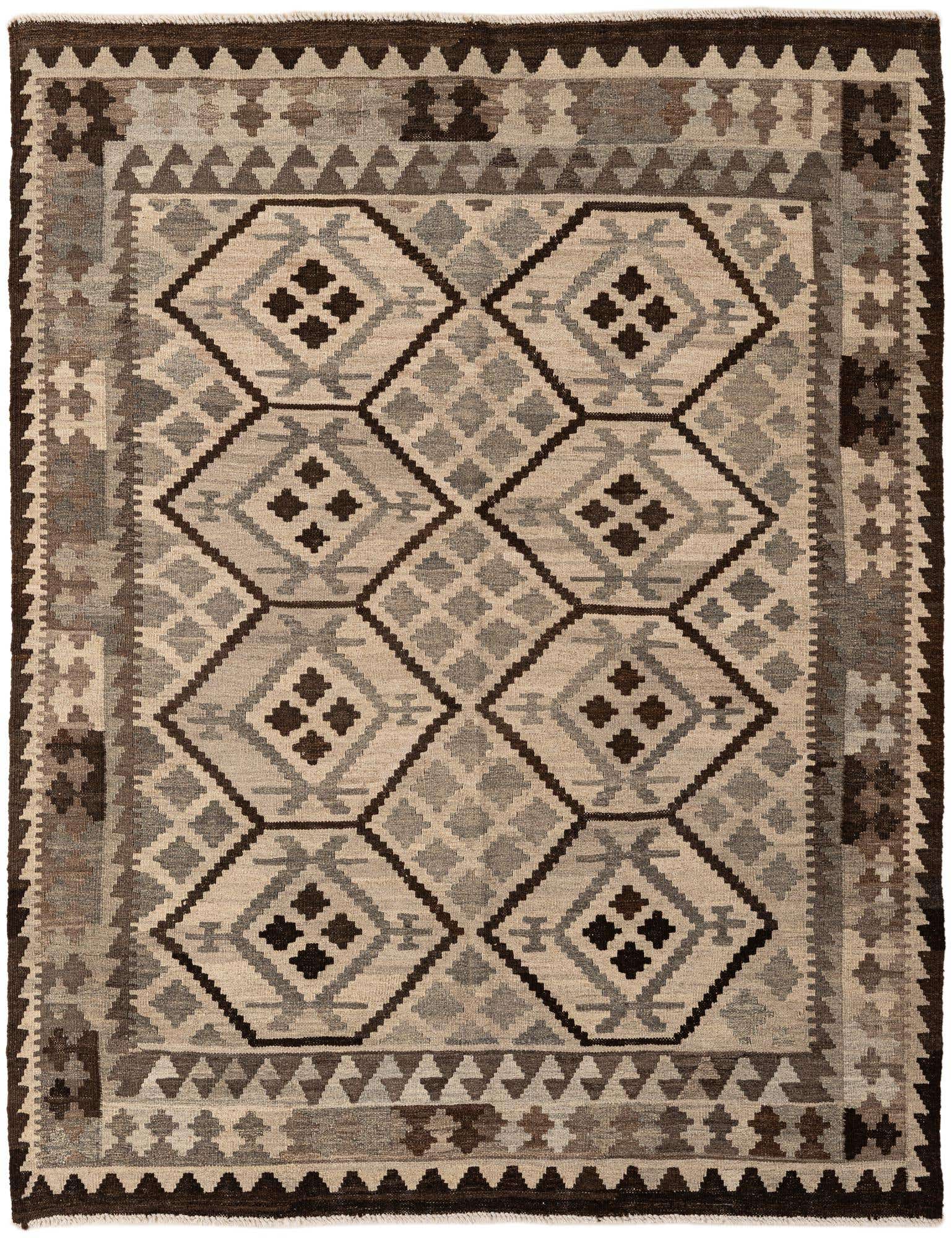 4' 11 x 6' 3 Hand Woven Kilim Maymana Wool Rug
