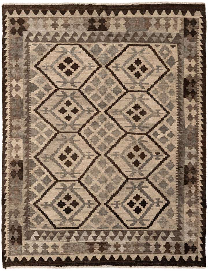 4' 11 x 6' 3 Hand Woven Kilim Maymana Wool Rug