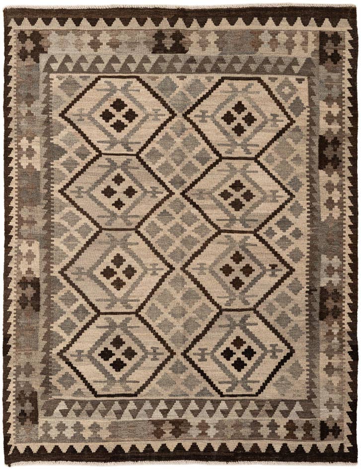 Detail image of 4' 11 x 6' 3 Hand Woven Kilim Maymana Wool Rug