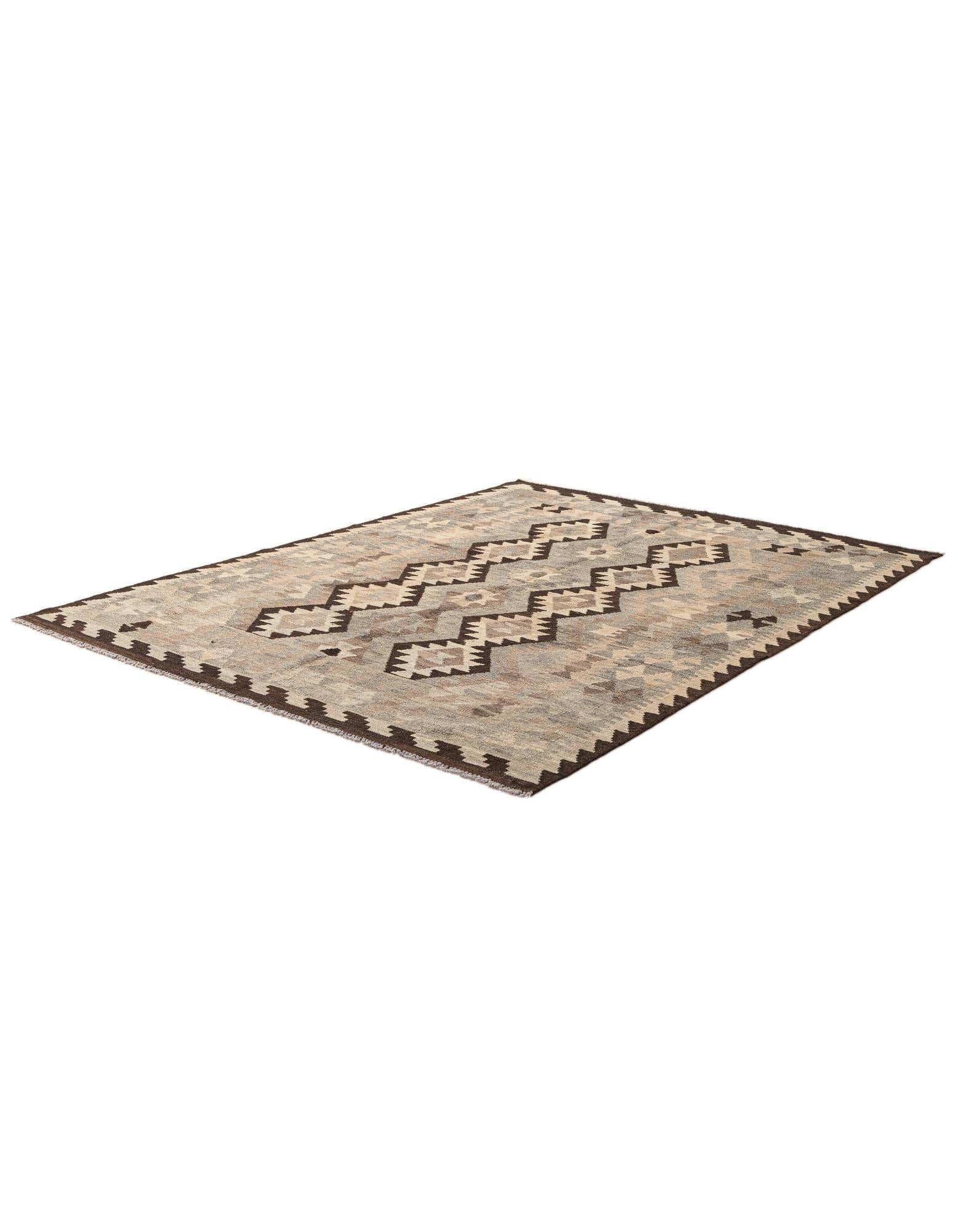 5' 1 x 6' 5 Hand Woven Kilim Maymana Wool Rug