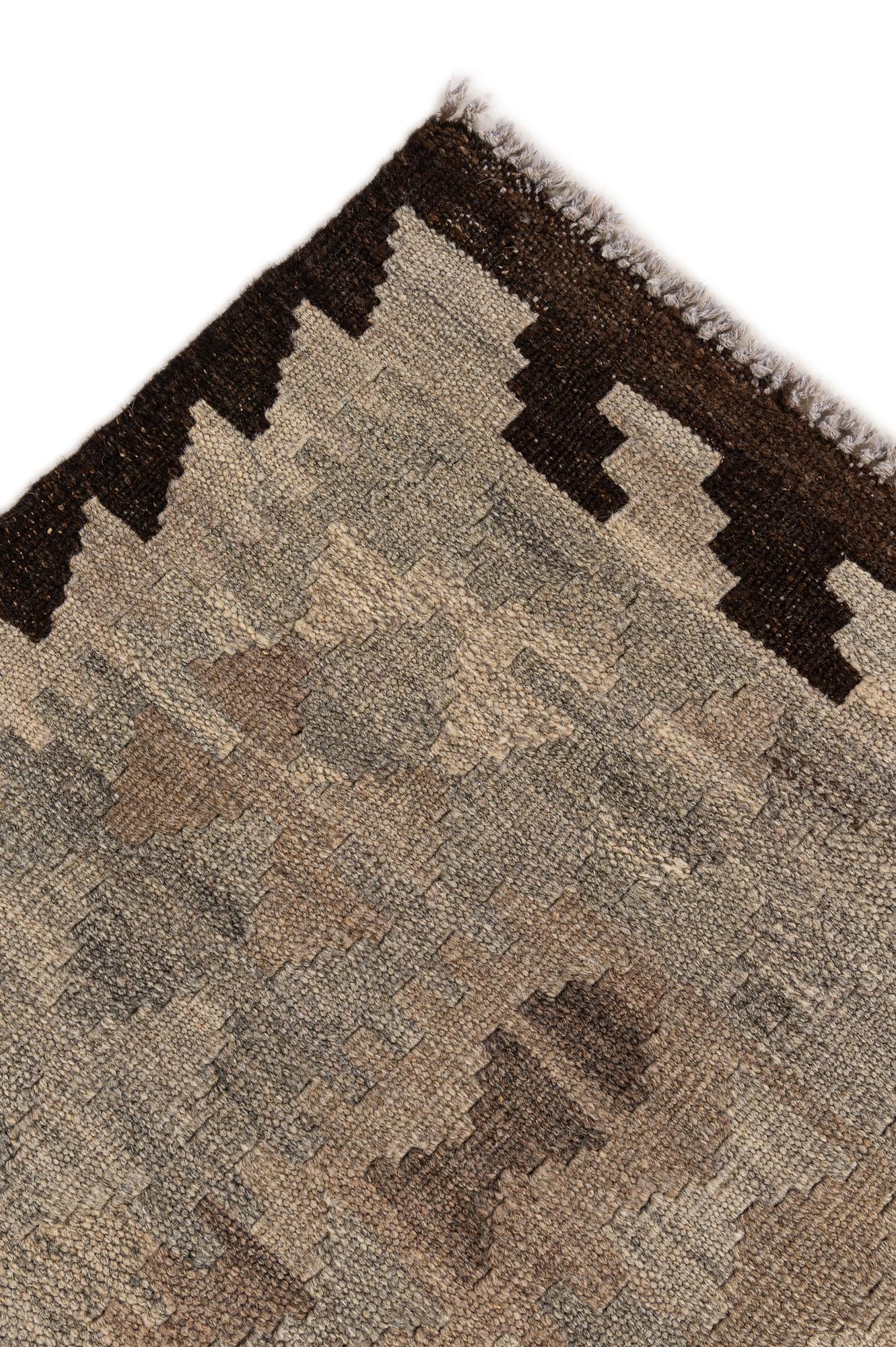 5' 1 x 6' 5 Hand Woven Kilim Maymana Wool Rug