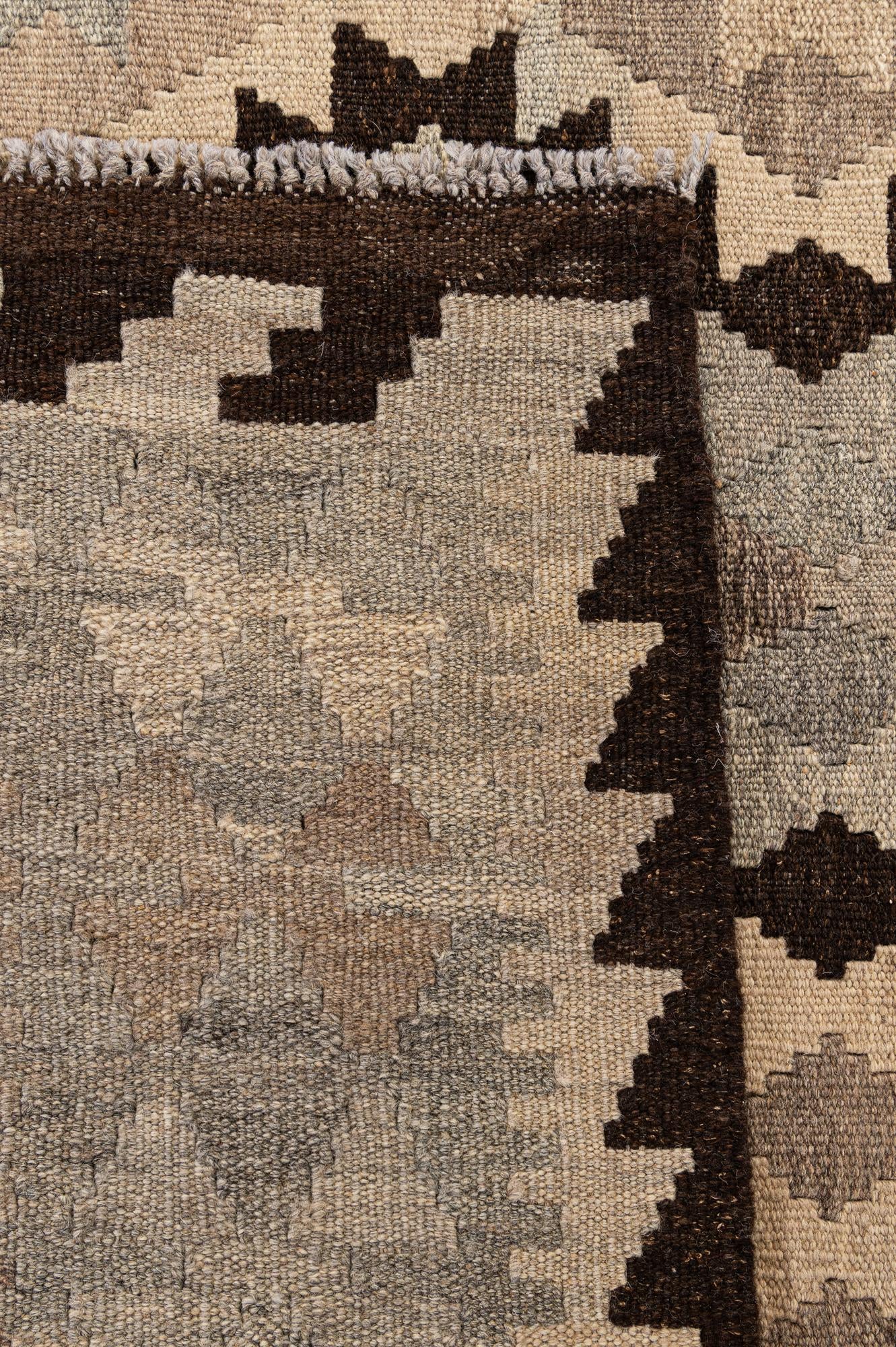 5' 1 x 6' 5 Hand Woven Kilim Maymana Wool Rug
