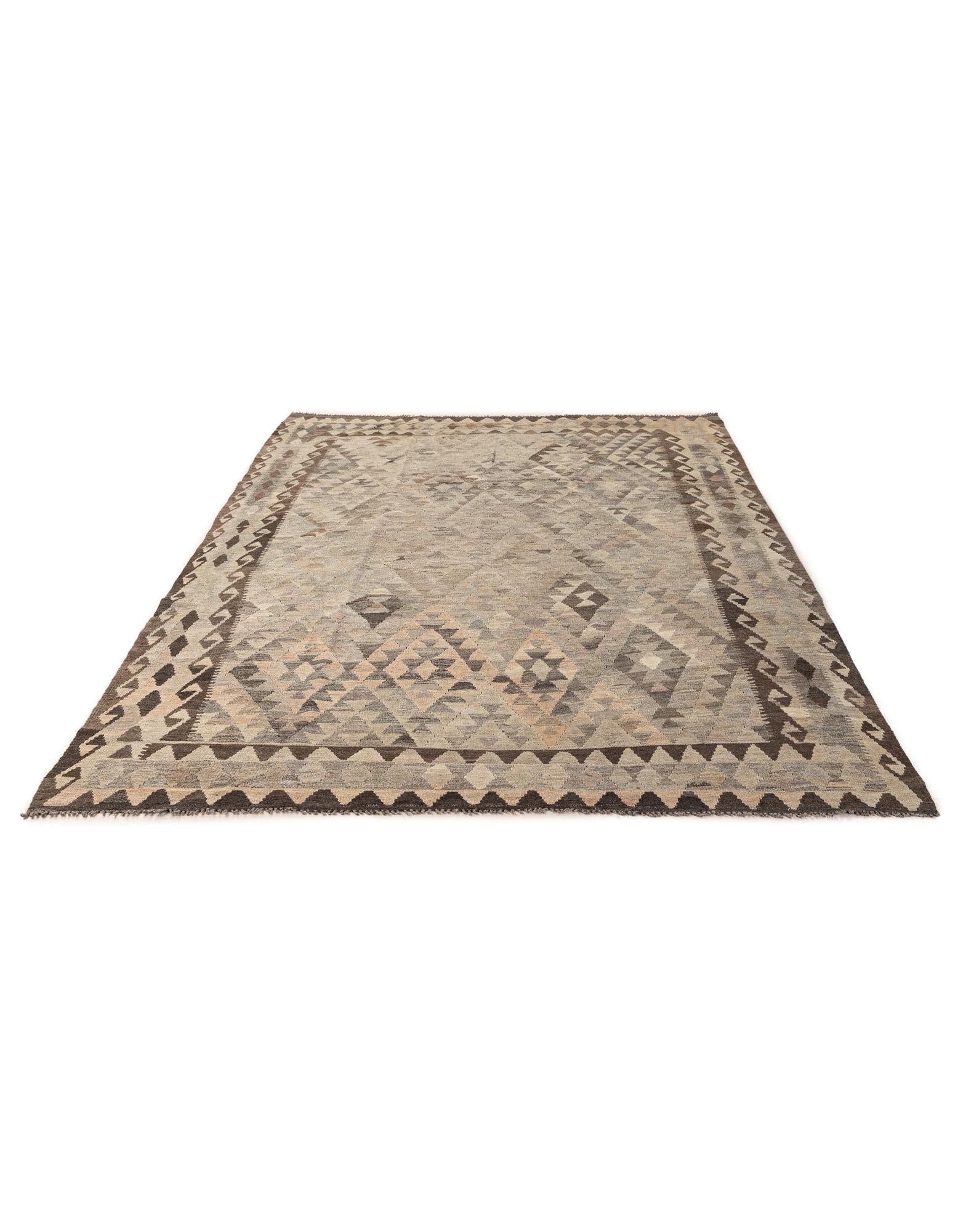 6' 7 x 9' 9 Hand Woven Kilim Maymana Wool Rug