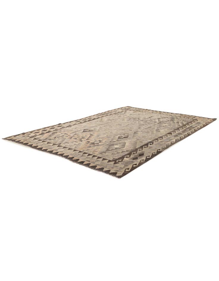 Detail image of 6' 7 x 9' 9 Hand Woven Kilim Maymana Wool Rug