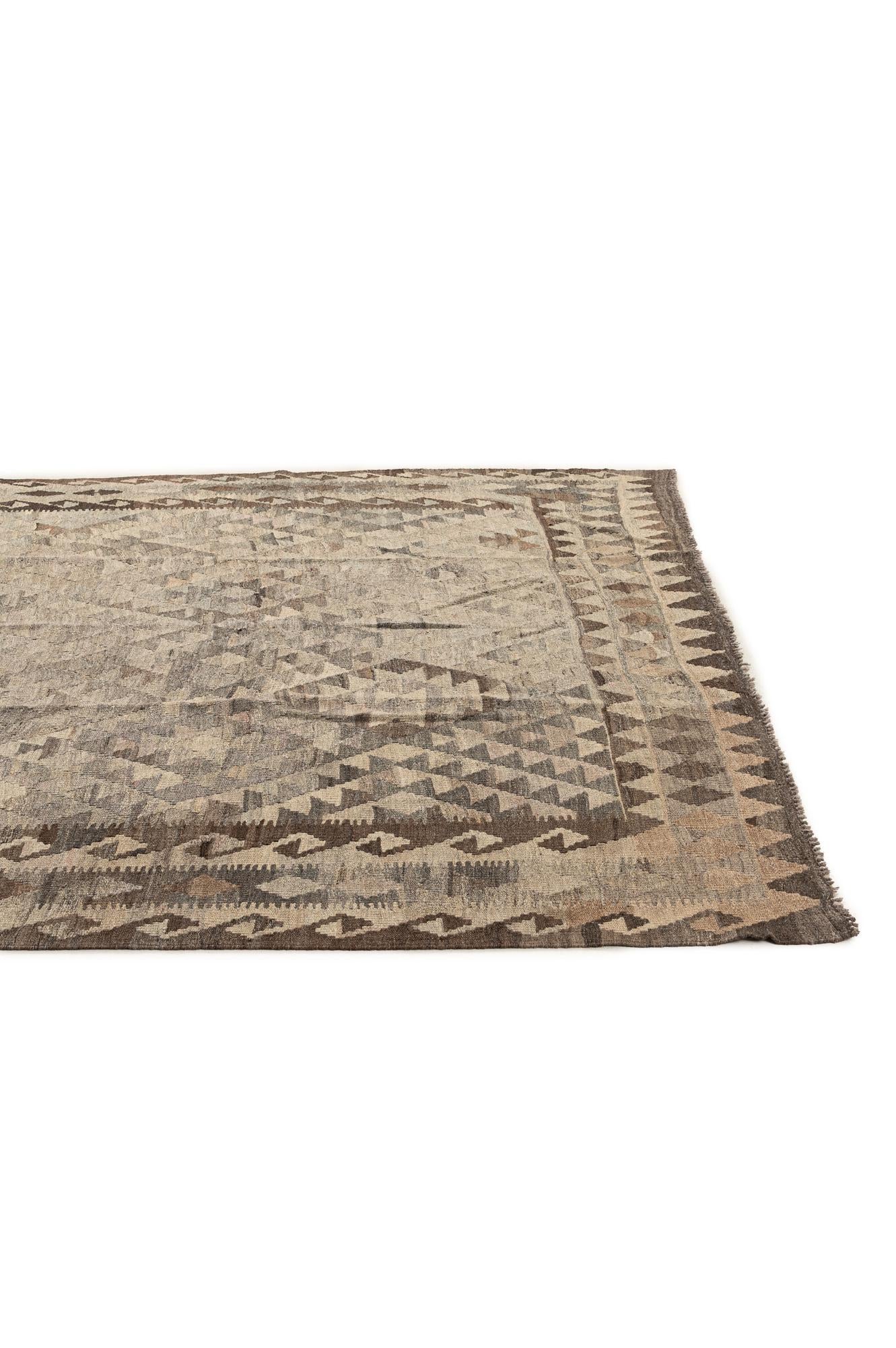 6' 7 x 9' 9 Hand Woven Kilim Maymana Wool Rug