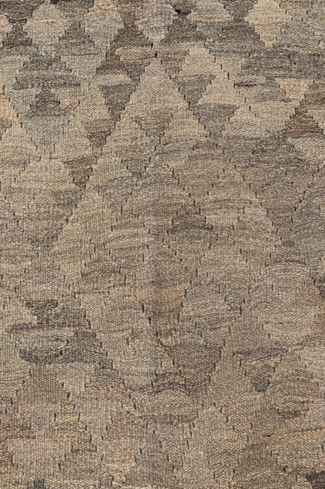 6' 7 x 9' 9 Hand Woven Kilim Maymana Wool Rug