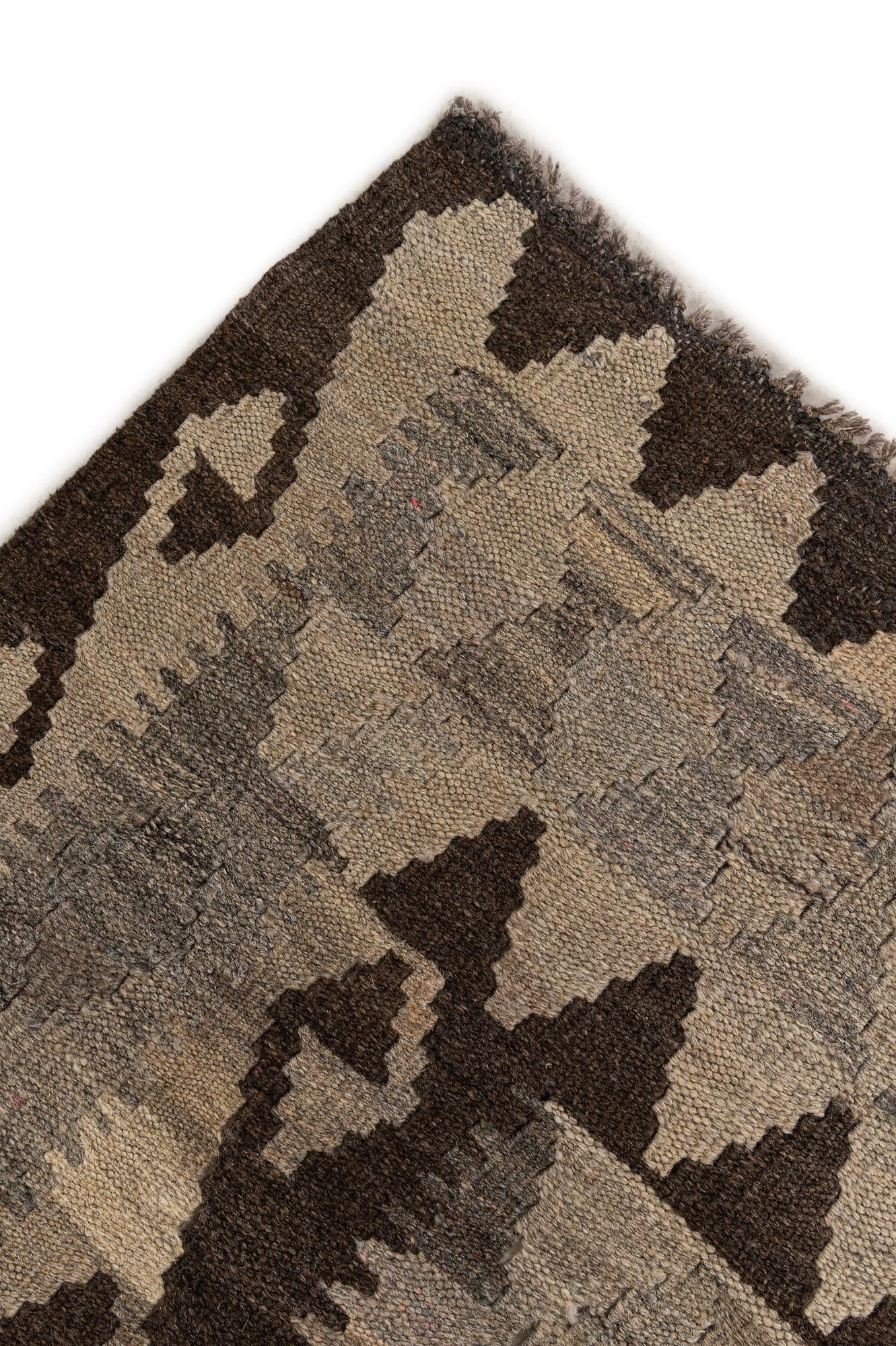 6' 7 x 9' 9 Hand Woven Kilim Maymana Wool Rug