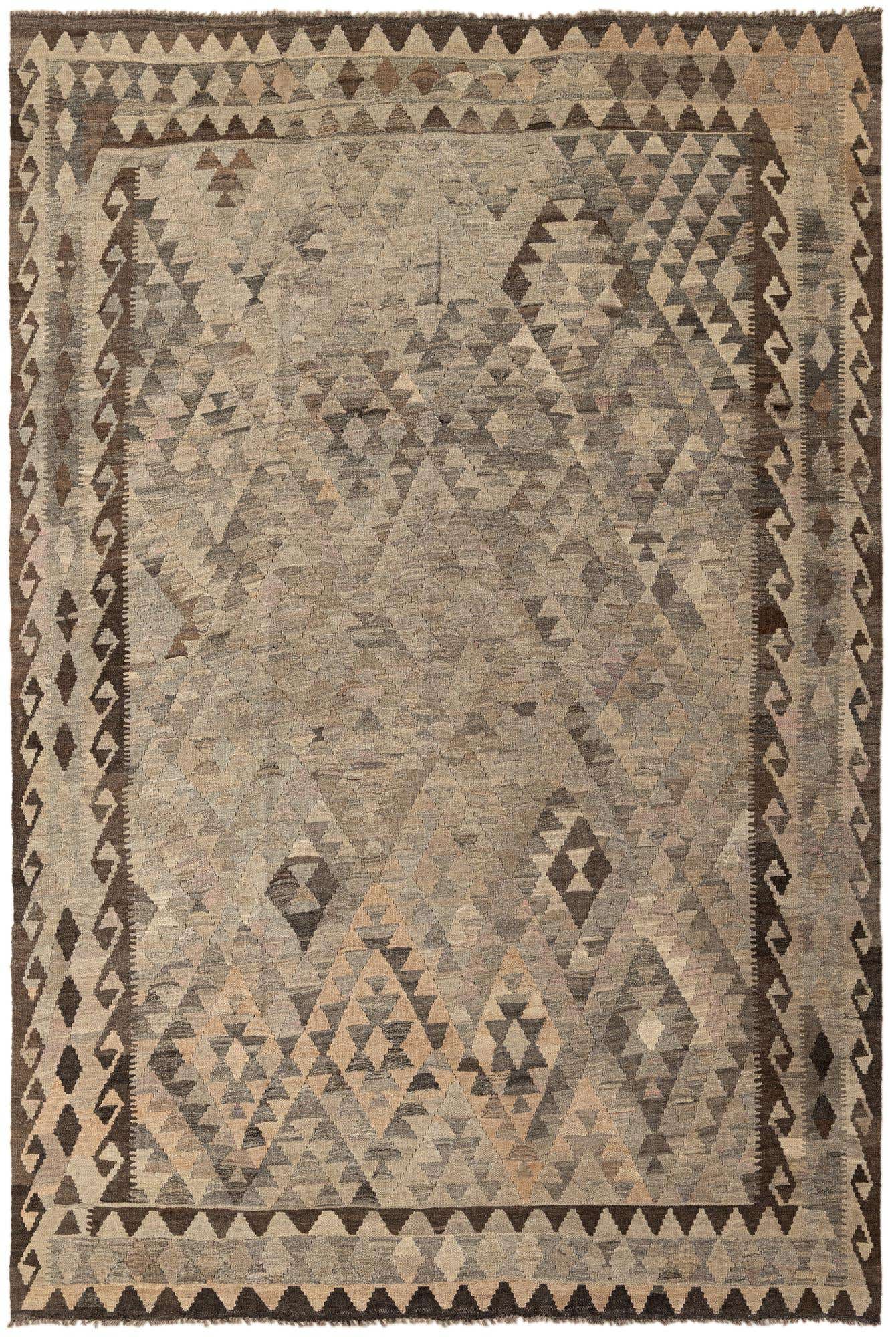 6' 7 x 9' 9 Hand Woven Kilim Maymana Wool Rug