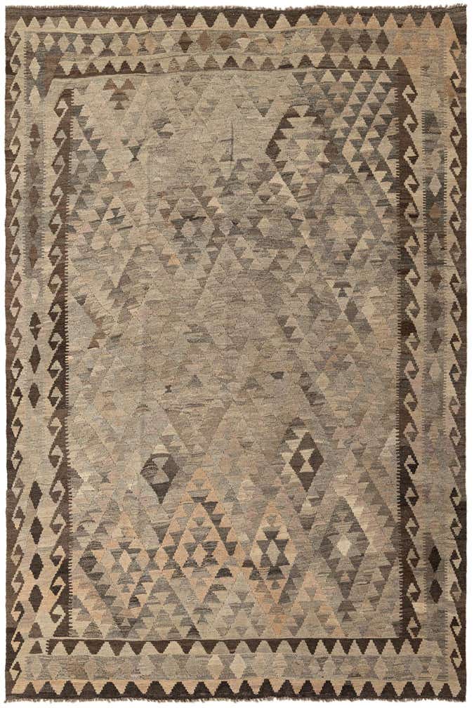 6' 7 x 9' 9 Hand Woven Kilim Maymana Wool Rug