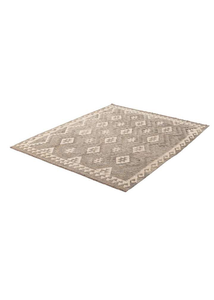 5' 2 x 6' 7 Hand Woven Kilim Maymana Wool Rug