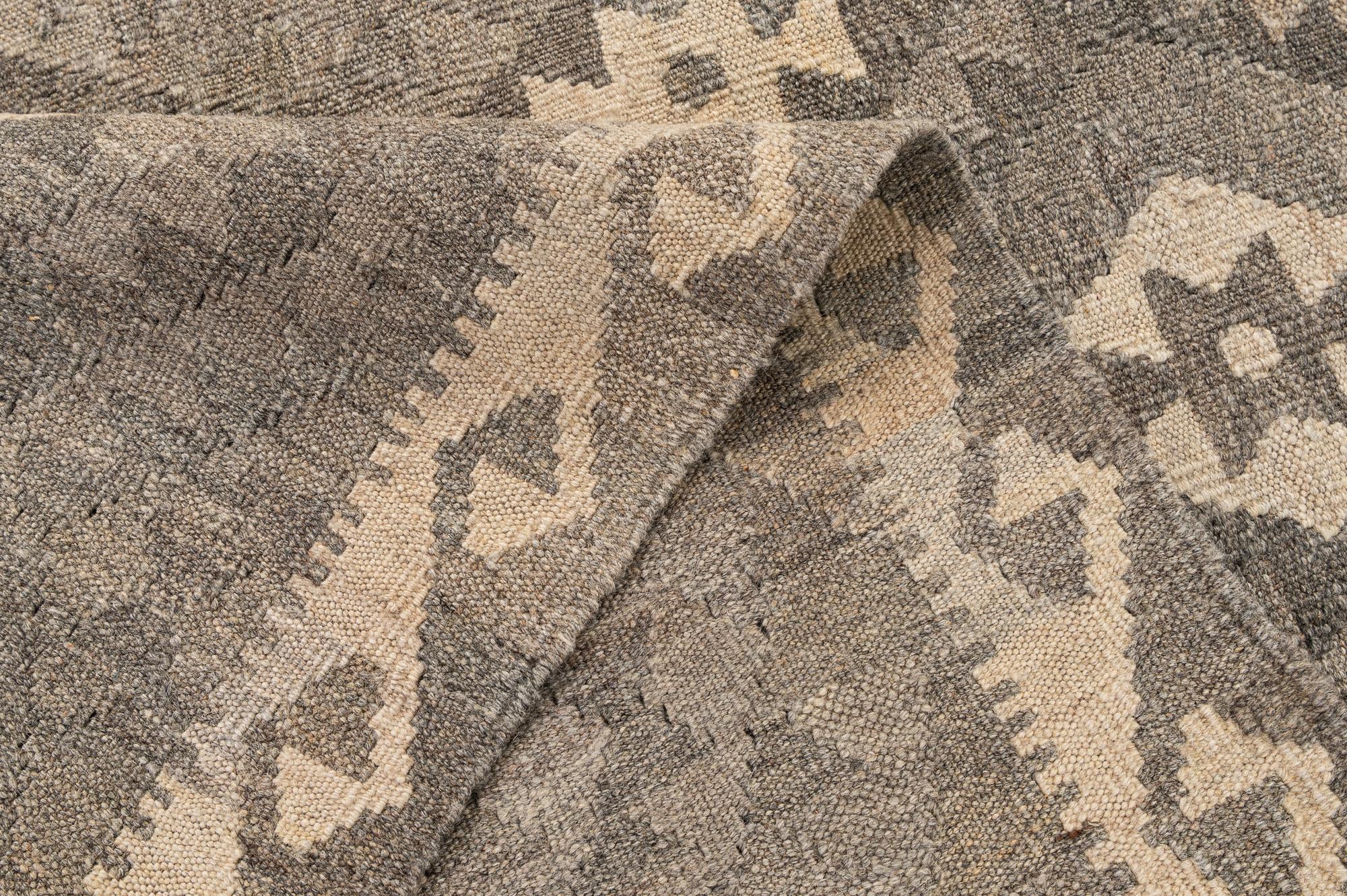 5' 2 x 6' 7 Hand Woven Kilim Maymana Wool Rug
