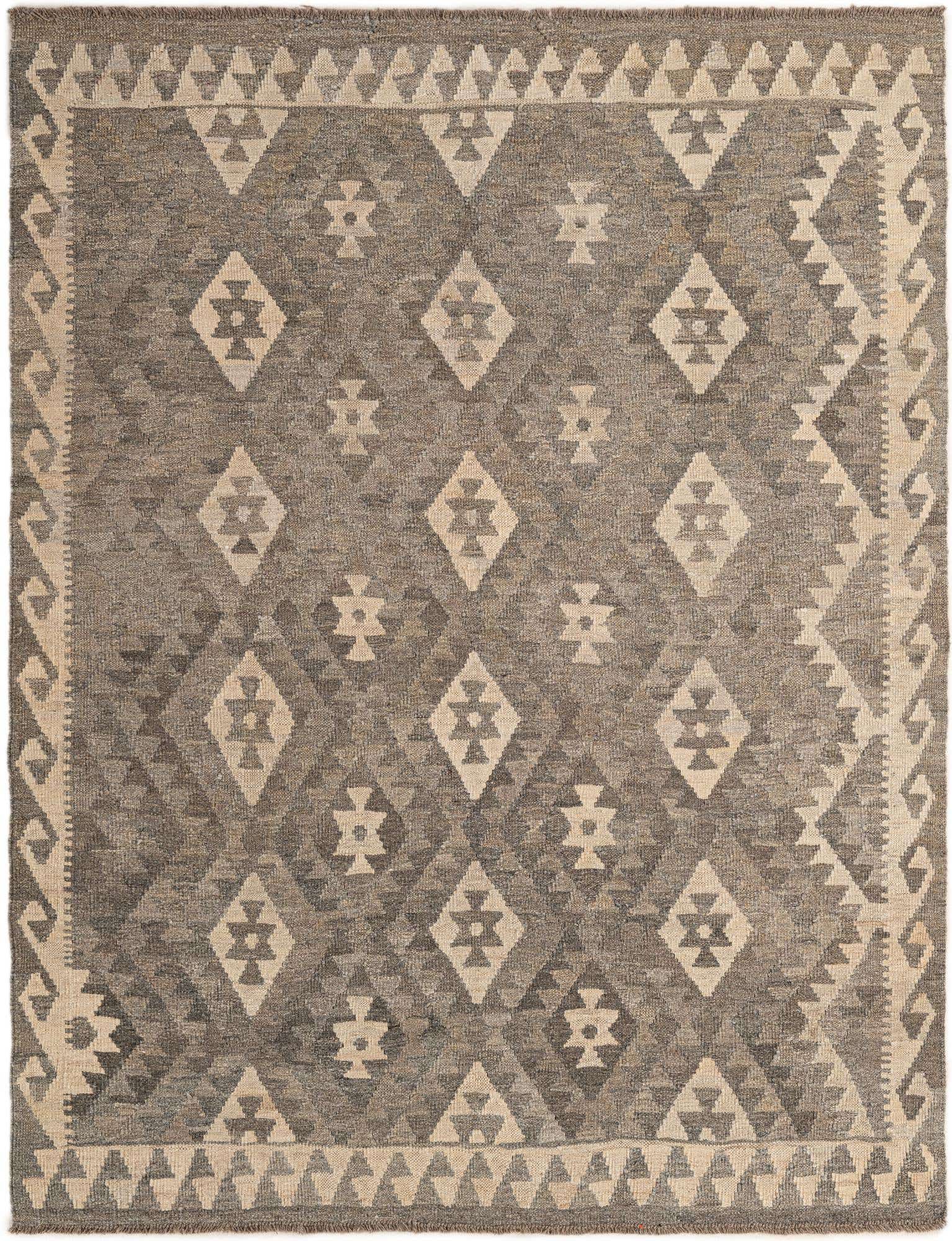 5' 2 x 6' 7 Hand Woven Kilim Maymana Wool Rug
