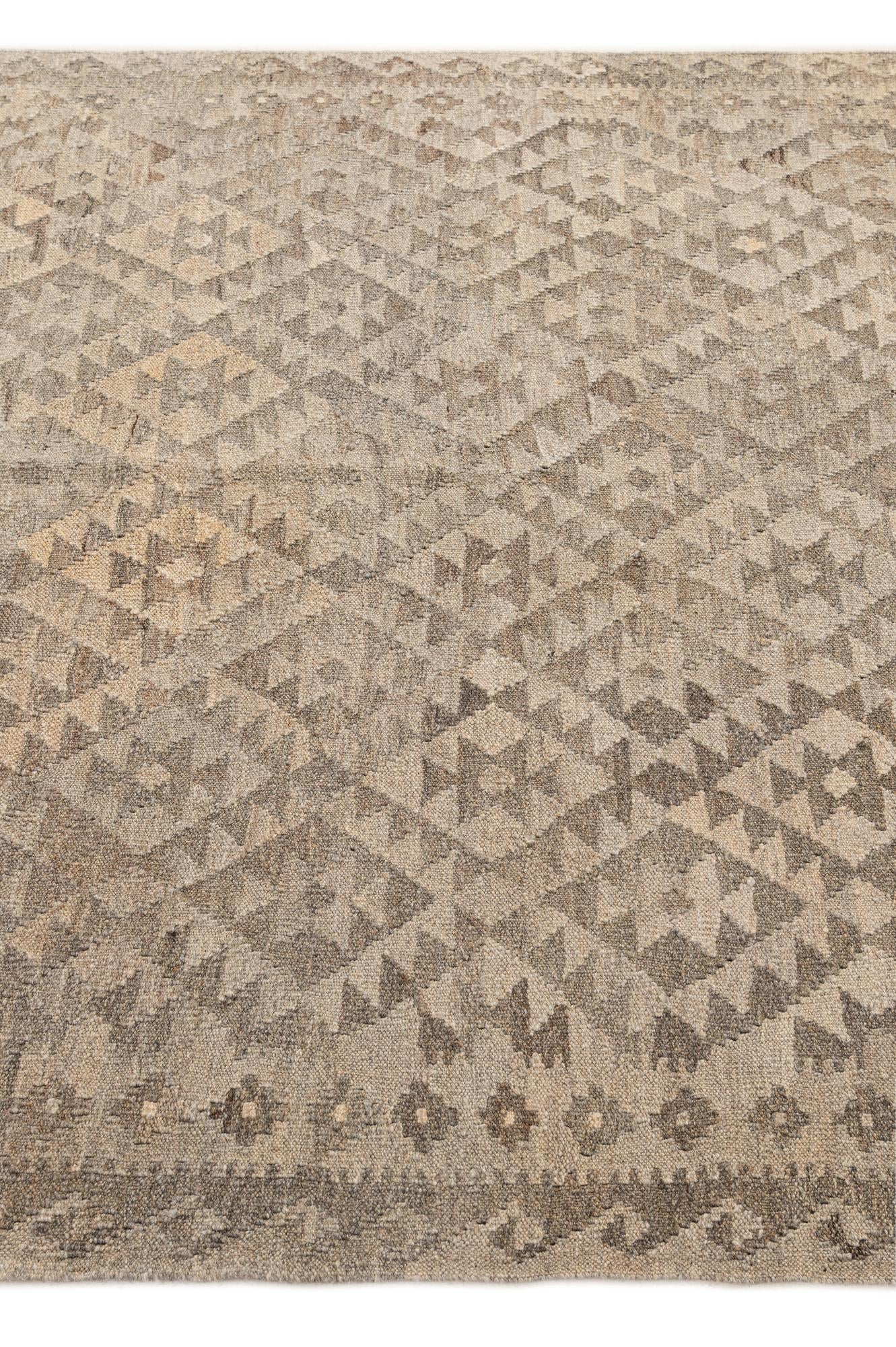 5' x 6' 7 Hand Woven Kilim Maymana Wool Rug