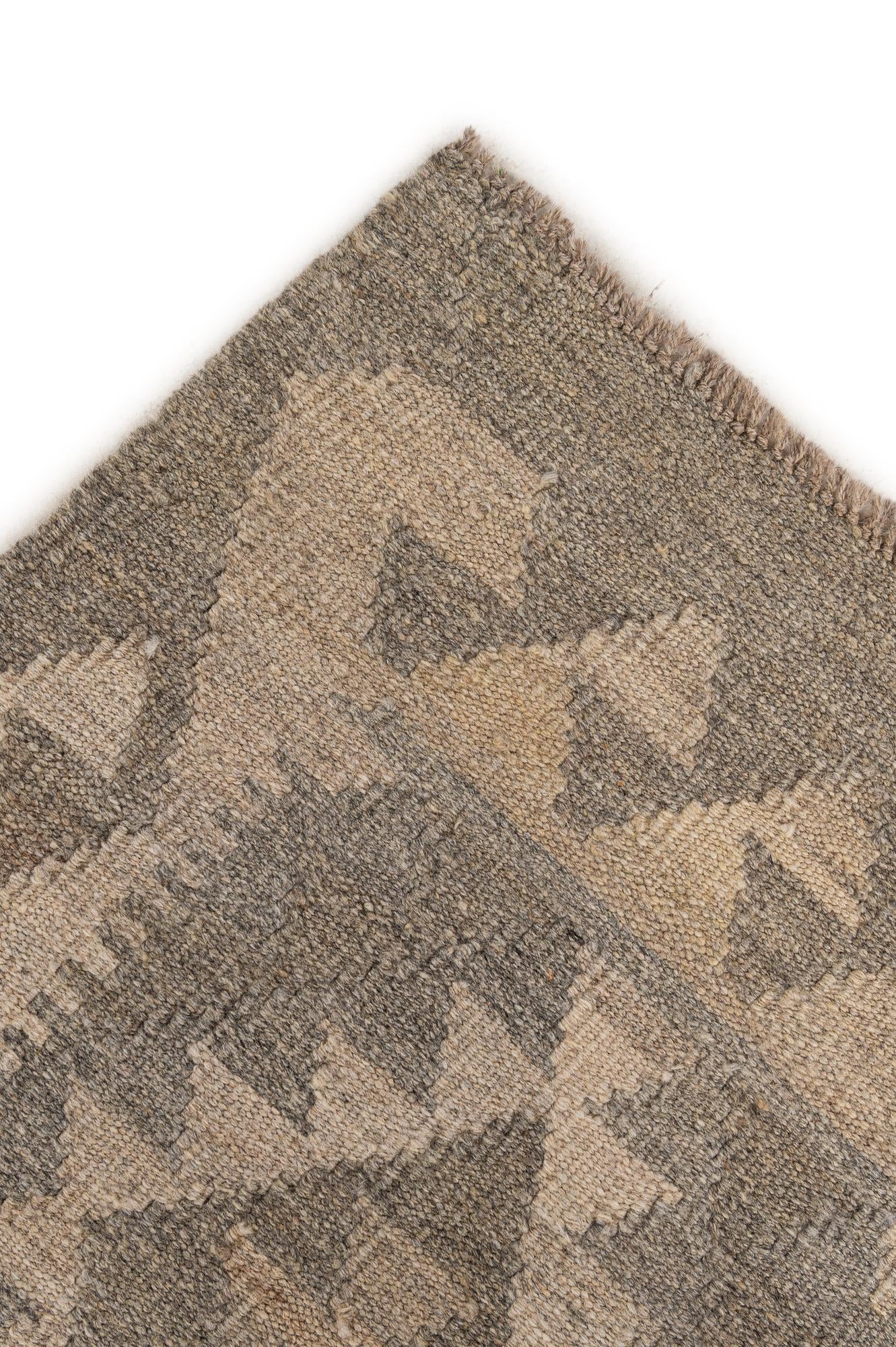 5' 1 x 6' 7 Hand Woven Kilim Maymana Wool Rug