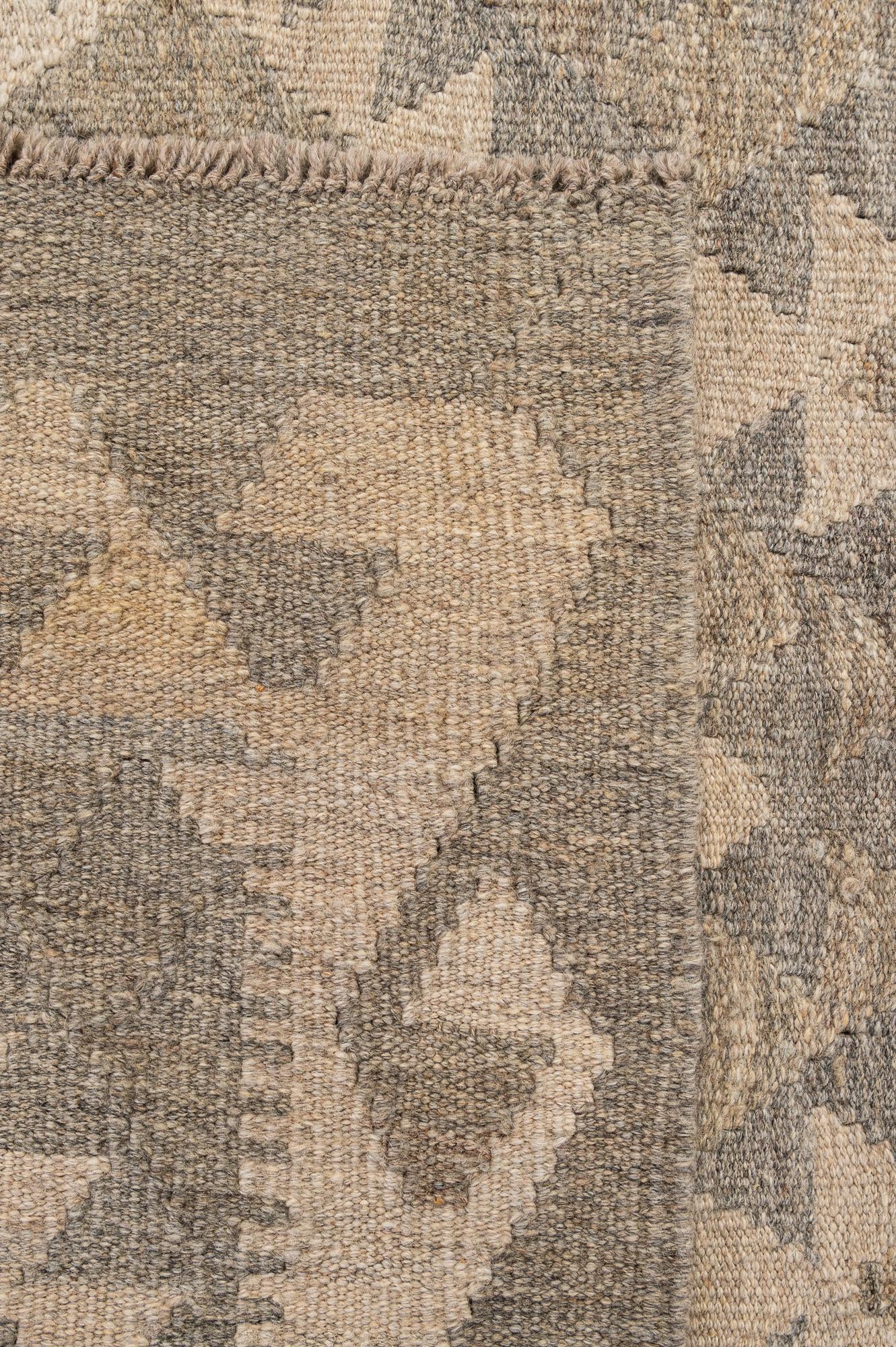 5' 1 x 6' 7 Hand Woven Kilim Maymana Wool Rug