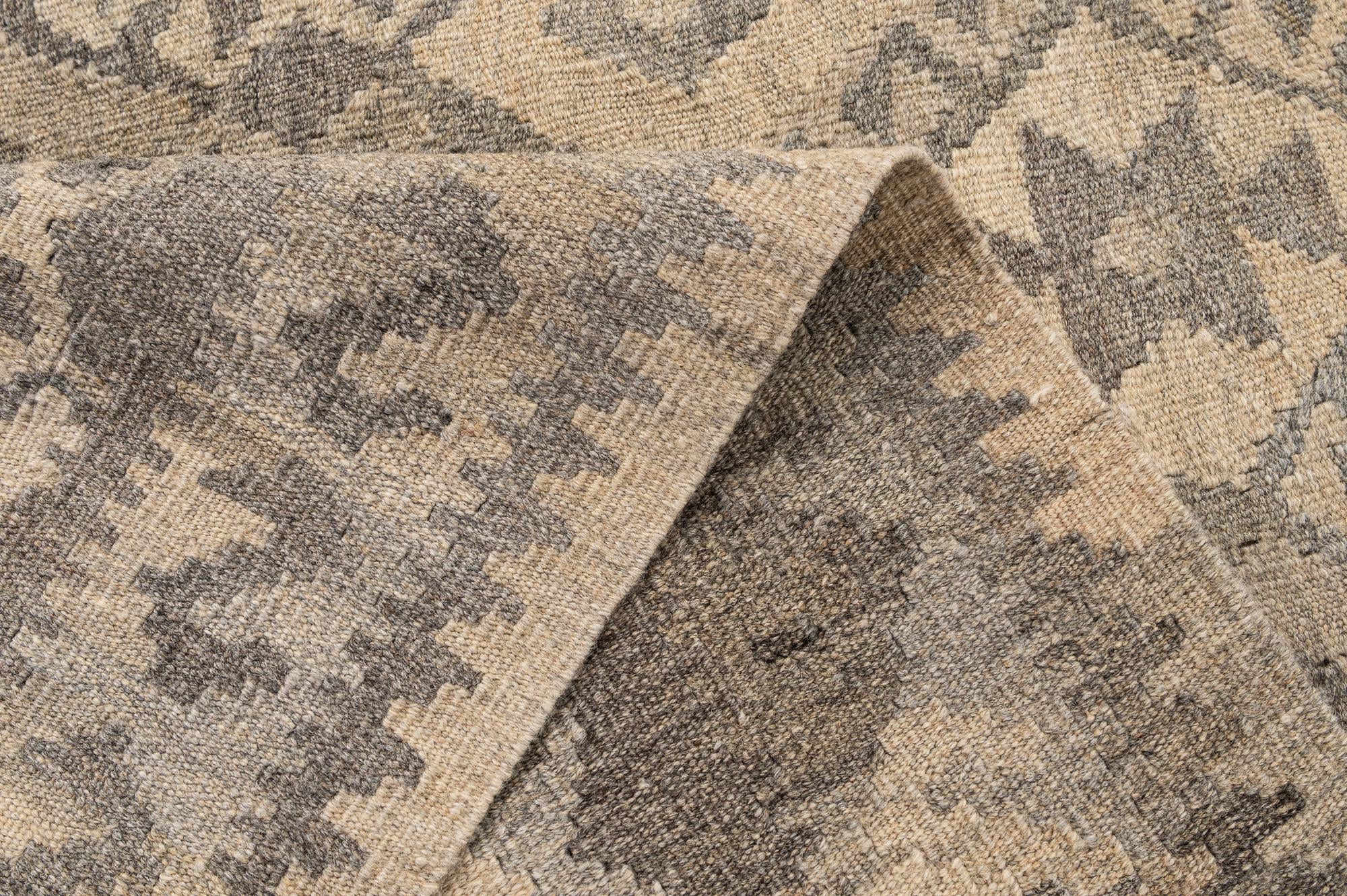 4' 11 x 6' 7 Hand Woven Kilim Maymana Wool Rug