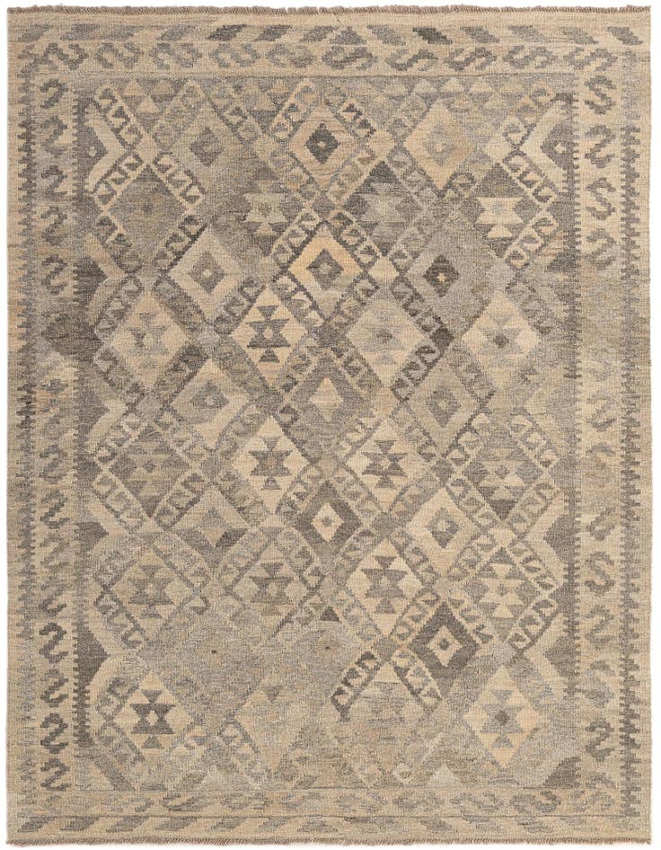 Detail image of 4' 11 x 6' 7 Hand Woven Kilim Maymana Wool Rug