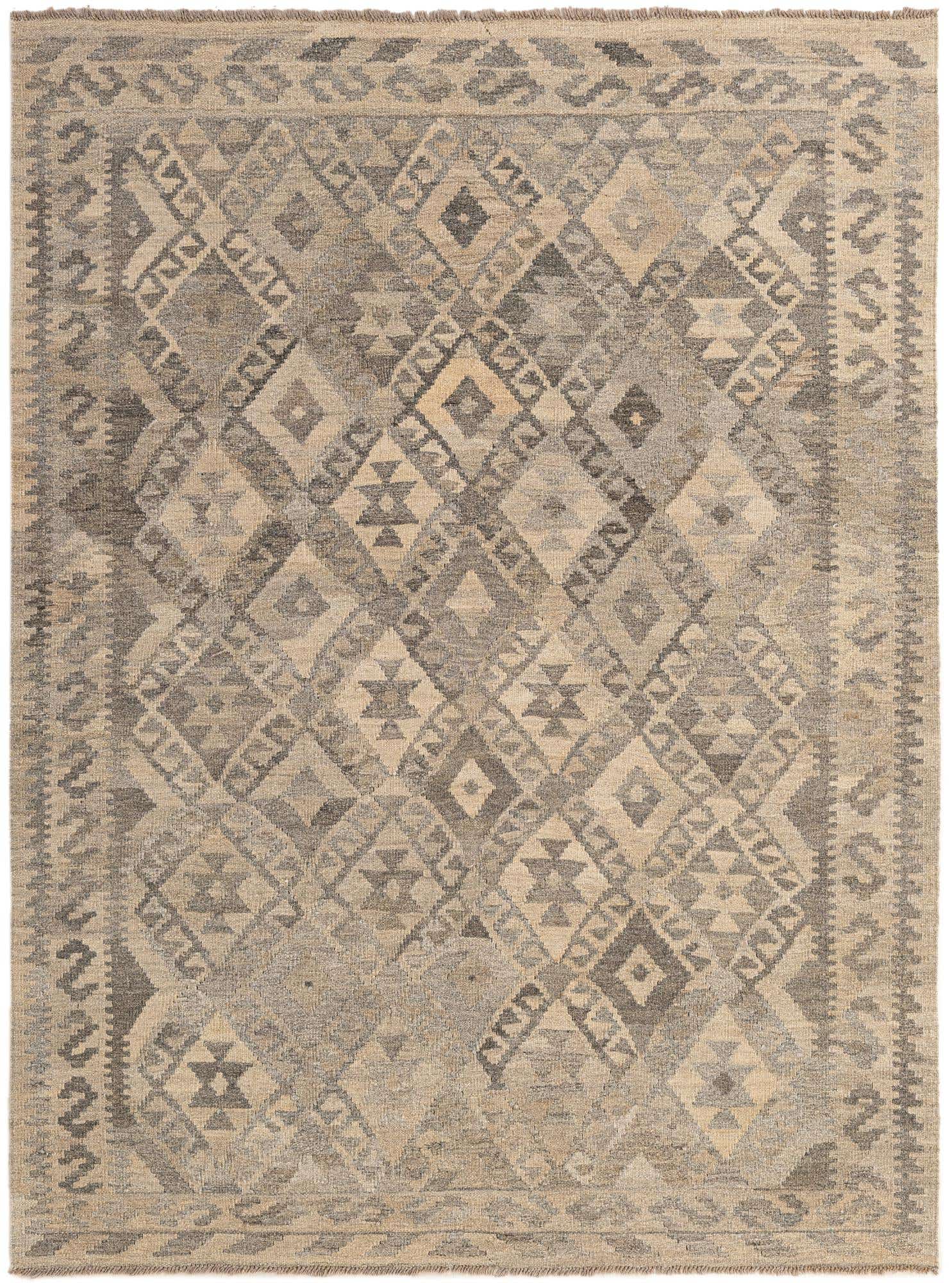 4' 11 x 6' 7 Hand Woven Kilim Maymana Wool Rug