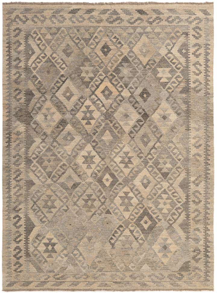 4' 11 x 6' 7 Hand Woven Kilim Maymana Wool Rug