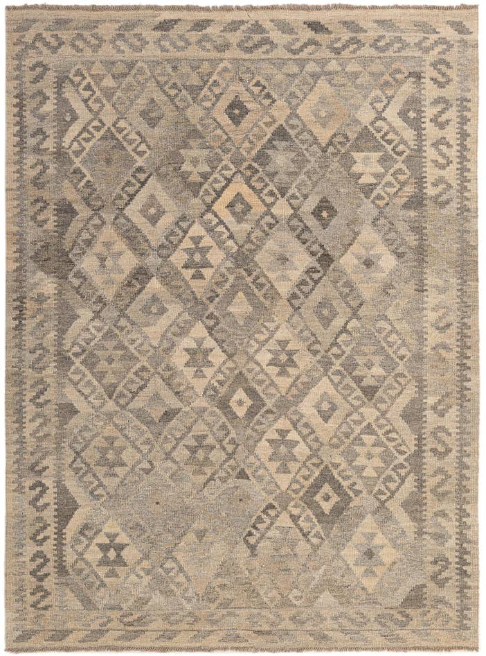 Detail image of 4' 11 x 6' 7 Hand Woven Kilim Maymana Wool Rug