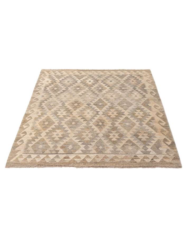 5' 1 x 6' 5 Hand Woven Kilim Maymana Wool Rug
