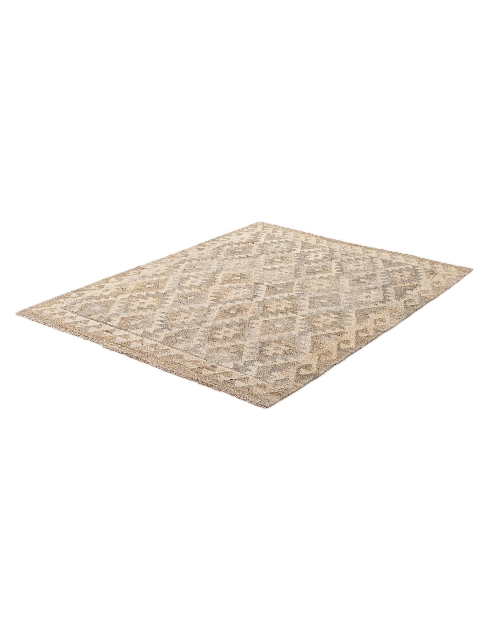 5' 1 x 6' 5 Hand Woven Kilim Maymana Wool Rug