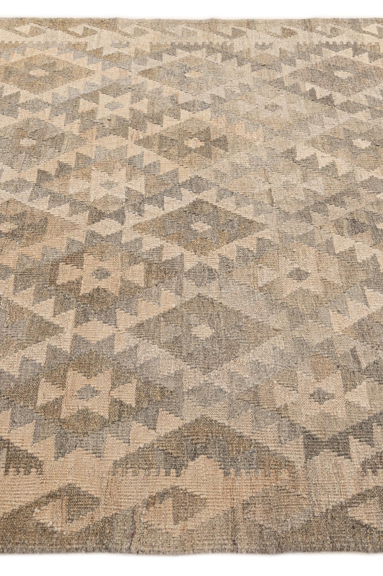 5' 1 x 6' 5 Hand Woven Kilim Maymana Wool Rug