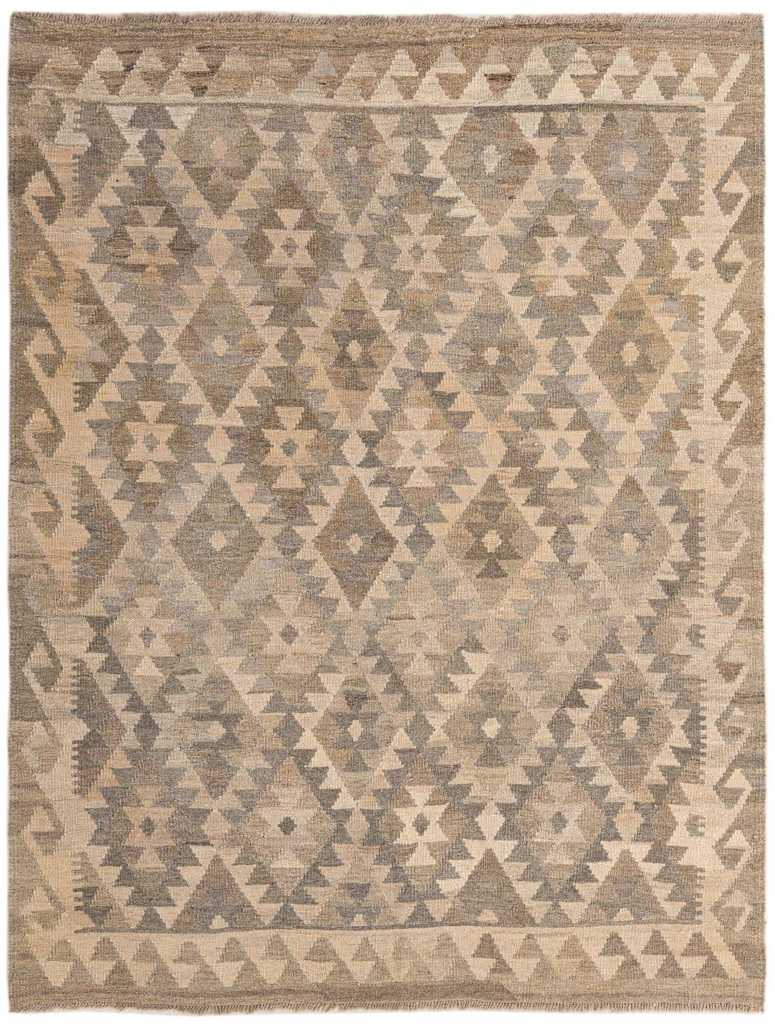 5' 1 x 6' 5 Hand Woven Kilim Maymana Wool Rug