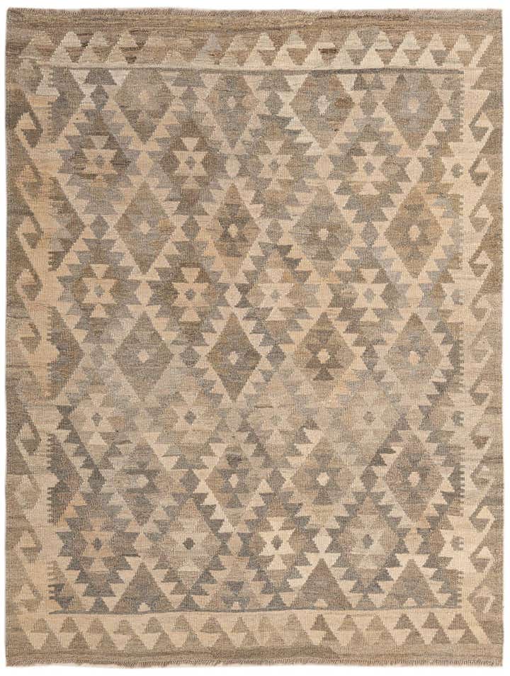 5' 1 x 6' 5 Hand Woven Kilim Maymana Wool Rug