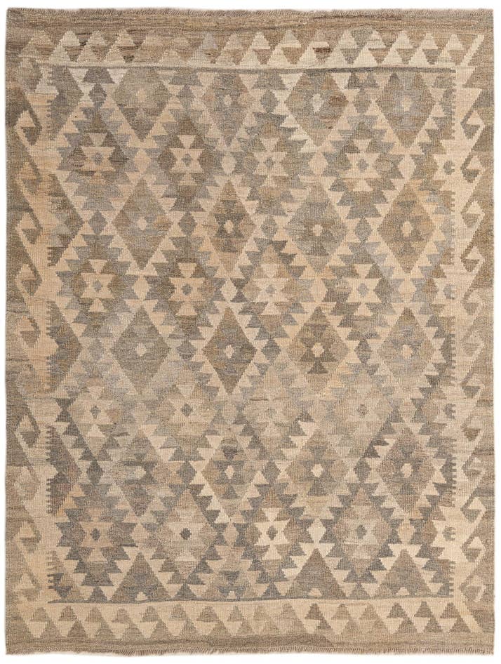 Detail image of 5' 1 x 6' 5 Hand Woven Kilim Maymana Wool Rug